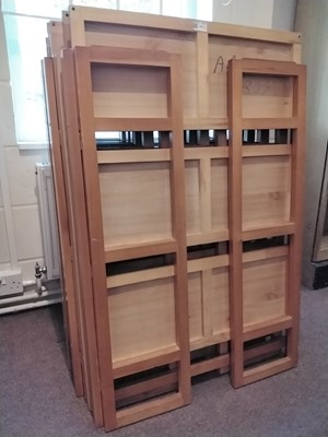 Lot 311 - Folding Bookshelves. 8 matching modern book fair-style folding shelf units