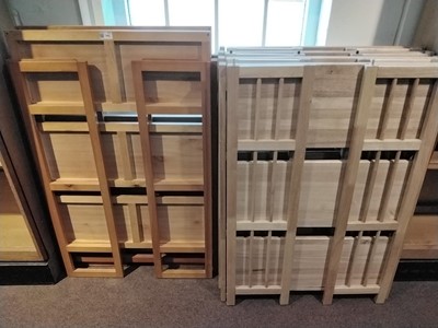 Lot 309 - Folding Bookshelves. 6 mixed modern book fair-style folding 3-shelf units