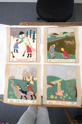 Lot 301 - Educational Needlework. Frieze for an Infant's Classroom, by Patricia Hunter, c. 1940s, & others