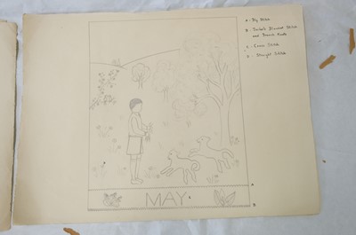 Lot 301 - Educational Needlework. Frieze for an Infant's Classroom, by Patricia Hunter, c. 1940s, & others