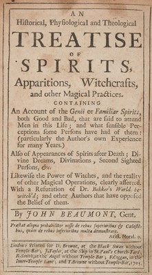 Lot 337 - Beaumont (John). Treatise of Spirits, 1st edition, 1705