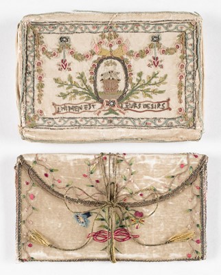 Lot 306 - Embroidered Pocket Book. A French love token wallet or purse, 1780s, & another