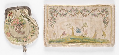 Lot 309 - Embroidered Pocket Book. A silk wallet or purse, circa 1780s