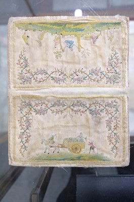 Lot 309 - Embroidered Pocket Book. A silk wallet or purse, circa 1780s