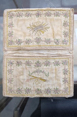 Lot 309 - Embroidered Pocket Book. A silk wallet or purse, circa 1780s