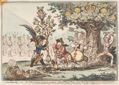 Lot 257 - Gillray (James). The New Dynasty - or - the little Corsican Gardiner..., H. Humphrey, June 25th 1807