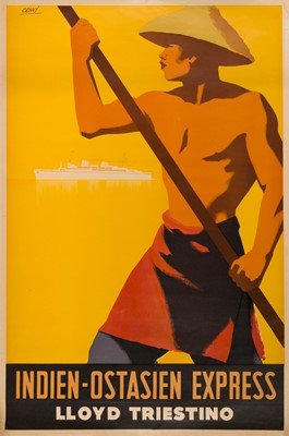 Lot 208 - Cenni (Renato, 1906-1977). Lloyd Triestino, India - Far East Express, 1930s poster