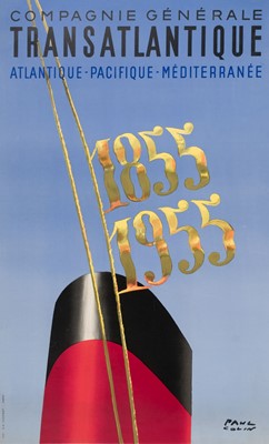 Lot 214 - Compagnie Générale Transatlantique, 1855-1985, Paris, c. 1955, colour lithographic poster