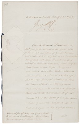 Lot 296 - George IV (1762-1830), Document Signed as Prince Regent, 27 December 1813