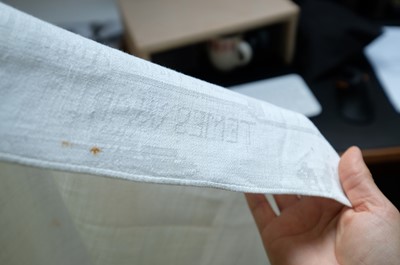 Lot 338 - Queen Victoria. A napkin from the Banquet held at the Guildhall, London, 1837