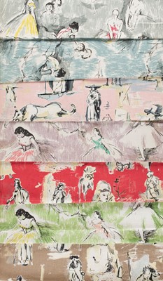 Lot 319 - Fabric. Seven unused sample pieces of bark cloth, 1950s