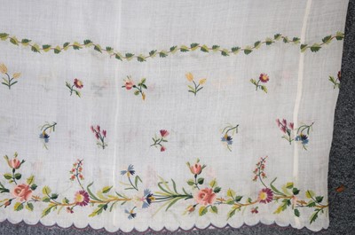 Lot 310 - Embroidered Skirt. A Regency needlework muslin skirt, circa 1810, & 2 others