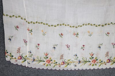 Lot 310 - Embroidered Skirt. A Regency needlework muslin skirt, circa 1810, & 2 others