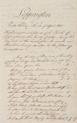 Lot 97 - Loppington Parish Book. A manuscript volume for the Parish of Loppington, 1800-1808, & 4 others