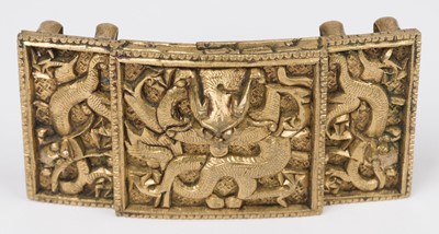 Lot 581 - Chinese Buckle. A Chinese gilt metal waist belt buckle, Qing Dynasty