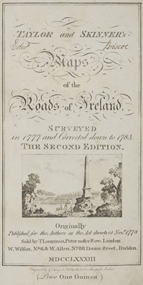 Lot 77 - Taylor (George & Skinner, Andrew). Map of the Roads of Ireland, 1783