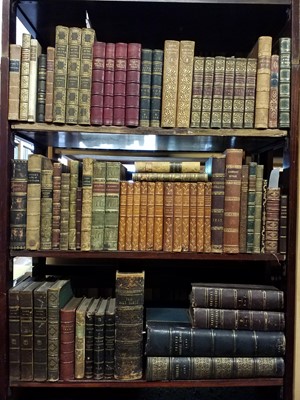 Lot 507 - Bindings. A collection of mostly 19th-Century gilt decorated leather bindings, approximately 70 volumes