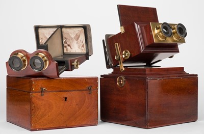 Lot 159 - Stereoscopes. A Victorian table-top achromatic stereoscope by R. & J. Beck, c. 1870s + another