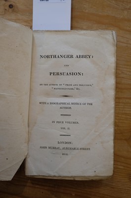 Lot 518 - Austen (Jane). Northanger Abbey: And Persuasion, vols II-III only (of 4), 1st edition, 1818