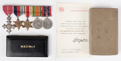 Lot 684 - WWII M.B.E. "Q" Branch 'Middle East' group to Warrant Officer William Pitt, M.I.D