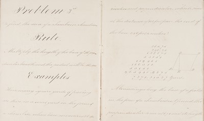 Lot 113 - School Exercise Books. Mensuration by W. Stroyan, March 12th 1827, and others