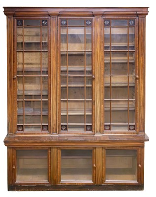 Lot 312 - Library Bookcase. A George III style mahogany library bookcase