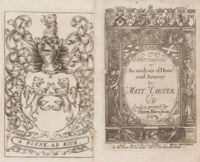 Lot 333 - Carter (Matthew). Honor Redivivus: or, The Analysis of Honor and Armory, 1673
