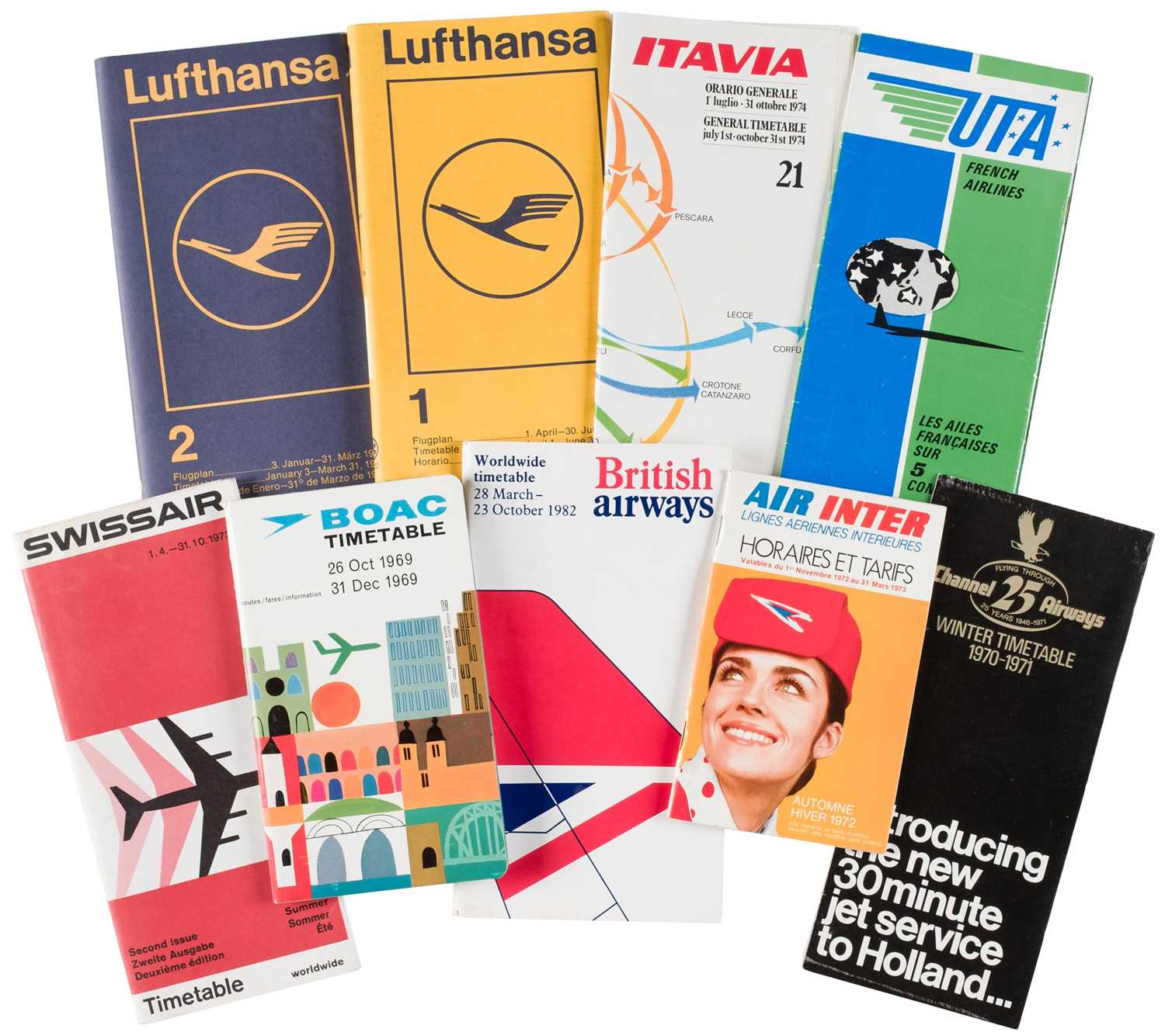 Lot 4 - Airline timetables. A good collection of aircraft timetables (approximately 235), circa 1965-2002