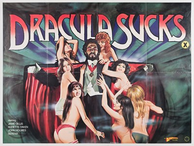 Lot 218 - Dracula Sucks. British quad film poster for the horror porn film, 1979