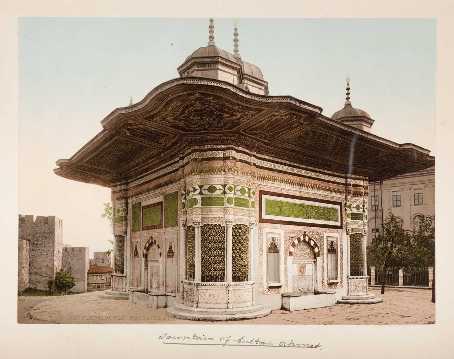 Lot 38 - Photochromes. A pair of albums containing 55 mounted and loose photochrome photographs, c. 1900