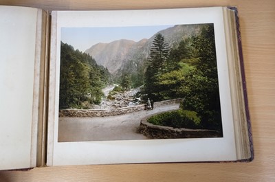 Lot 38 - Photochromes. A pair of albums containing 55 mounted and loose photochrome photographs, c. 1900
