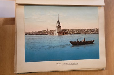 Lot 38 - Photochromes. A pair of albums containing 55 mounted and loose photochrome photographs, c. 1900