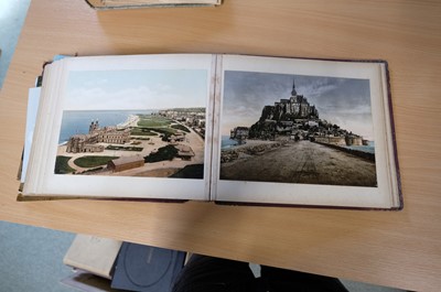 Lot 38 - Photochromes. A pair of albums containing 55 mounted and loose photochrome photographs, c. 1900