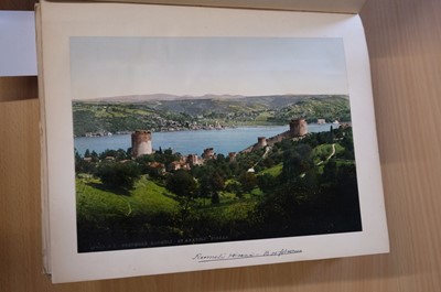 Lot 38 - Photochromes. A pair of albums containing 55 mounted and loose photochrome photographs, c. 1900