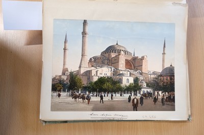 Lot 38 - Photochromes. A pair of albums containing 55 mounted and loose photochrome photographs, c. 1900