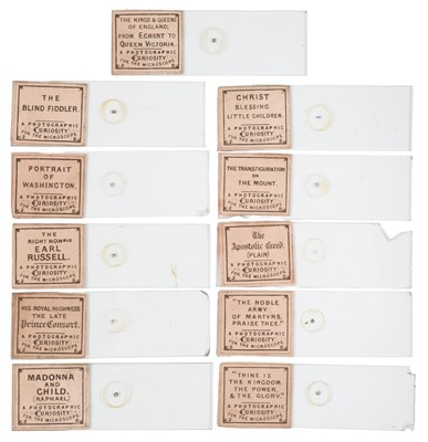 Lot 148 - Microphotograph Slides. A group of 11 microphotograph slides by J. S. [John Stovin], c. 1860