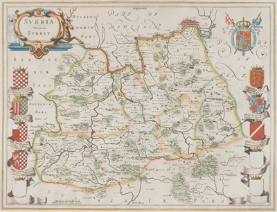 Lot 69 - Surrey. Blaeu (Johannes), Surria vernacule Surrey, Amsterdam: circa 1645