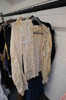 Lot 296 - Clothing. A long silk dress, circa 1910, & other late 19th/early 20th century clothing