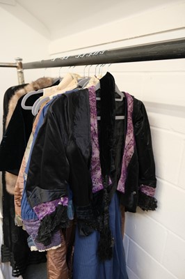 Lot 296 - Clothing. A long silk dress, circa 1910, & other late 19th/early 20th century clothing