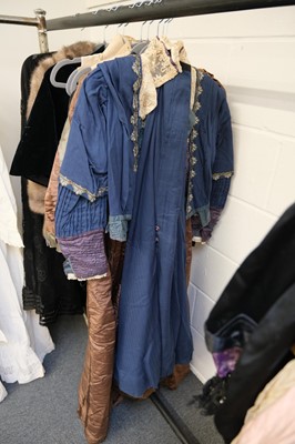 Lot 296 - Clothing. A long silk dress, circa 1910, & other late 19th/early 20th century clothing