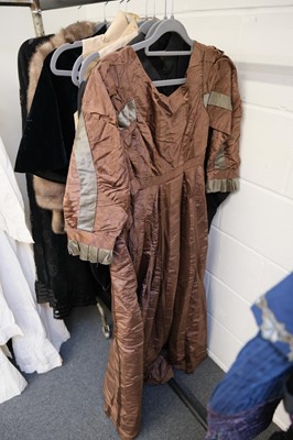 Lot 296 - Clothing. A long silk dress, circa 1910, & other late 19th/early 20th century clothing