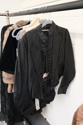 Lot 296 - Clothing. A long silk dress, circa 1910, & other late 19th/early 20th century clothing
