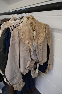 Lot 296 - Clothing. A long silk dress, circa 1910, & other late 19th/early 20th century clothing