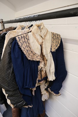 Lot 296 - Clothing. A long silk dress, circa 1910, & other late 19th/early 20th century clothing