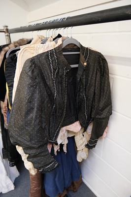 Lot 296 - Clothing. A long silk dress, circa 1910, & other late 19th/early 20th century clothing