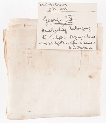 Lot 320 - George IV. A handkerchief, with the King's cypher, dated 1826