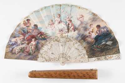 Lot 367 - Duvelleroy. A painted allegorical fan, circa 1860s