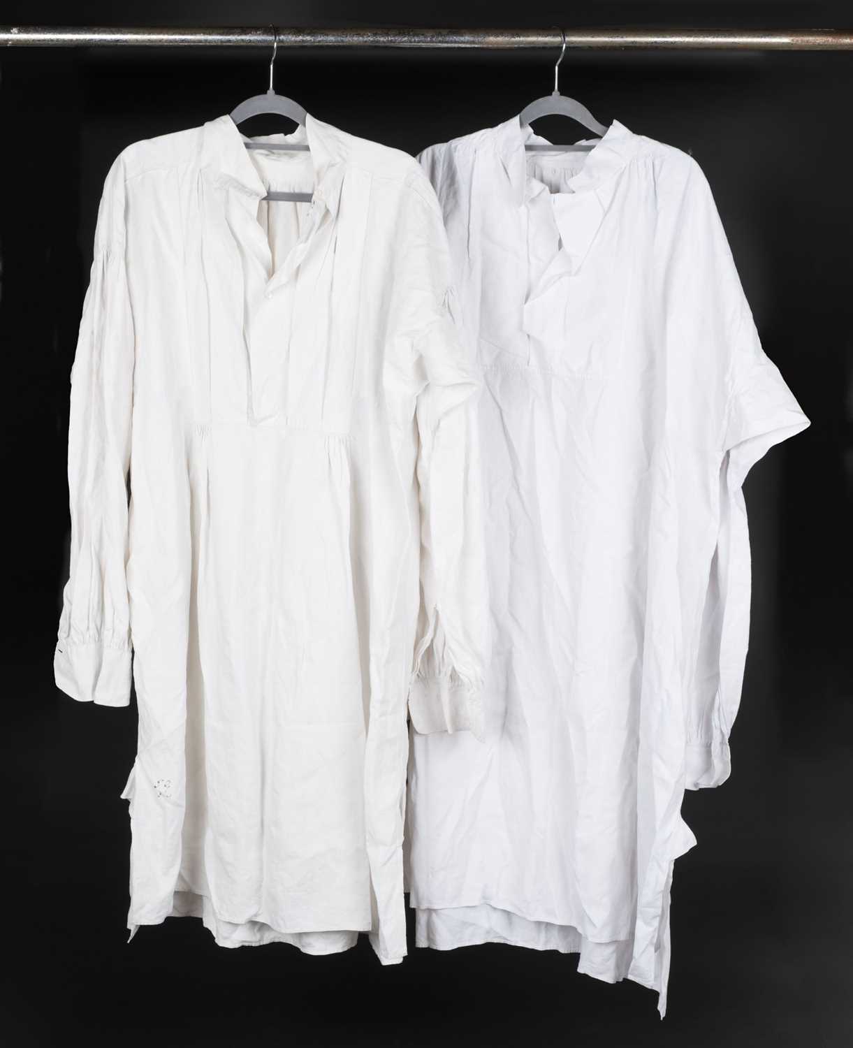 Lot 298 - Clothing. Two gentlemen's linen shirts, mid 19th century, & other items