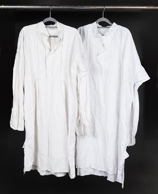 Lot 298 - Clothing. Two gentlemen's linen shirts, mid 19th century, & other items