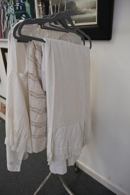Lot 298 - Clothing. Two gentlemen's linen shirts, mid 19th century, & other items